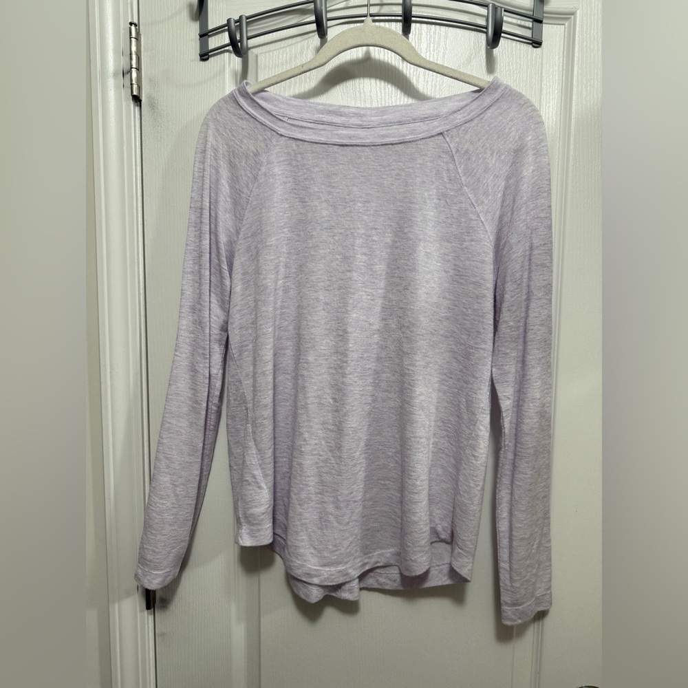 Loft shirt Womens M Pale Lavender Slubknit Raglan Long Sleeve Knit Top softgirl